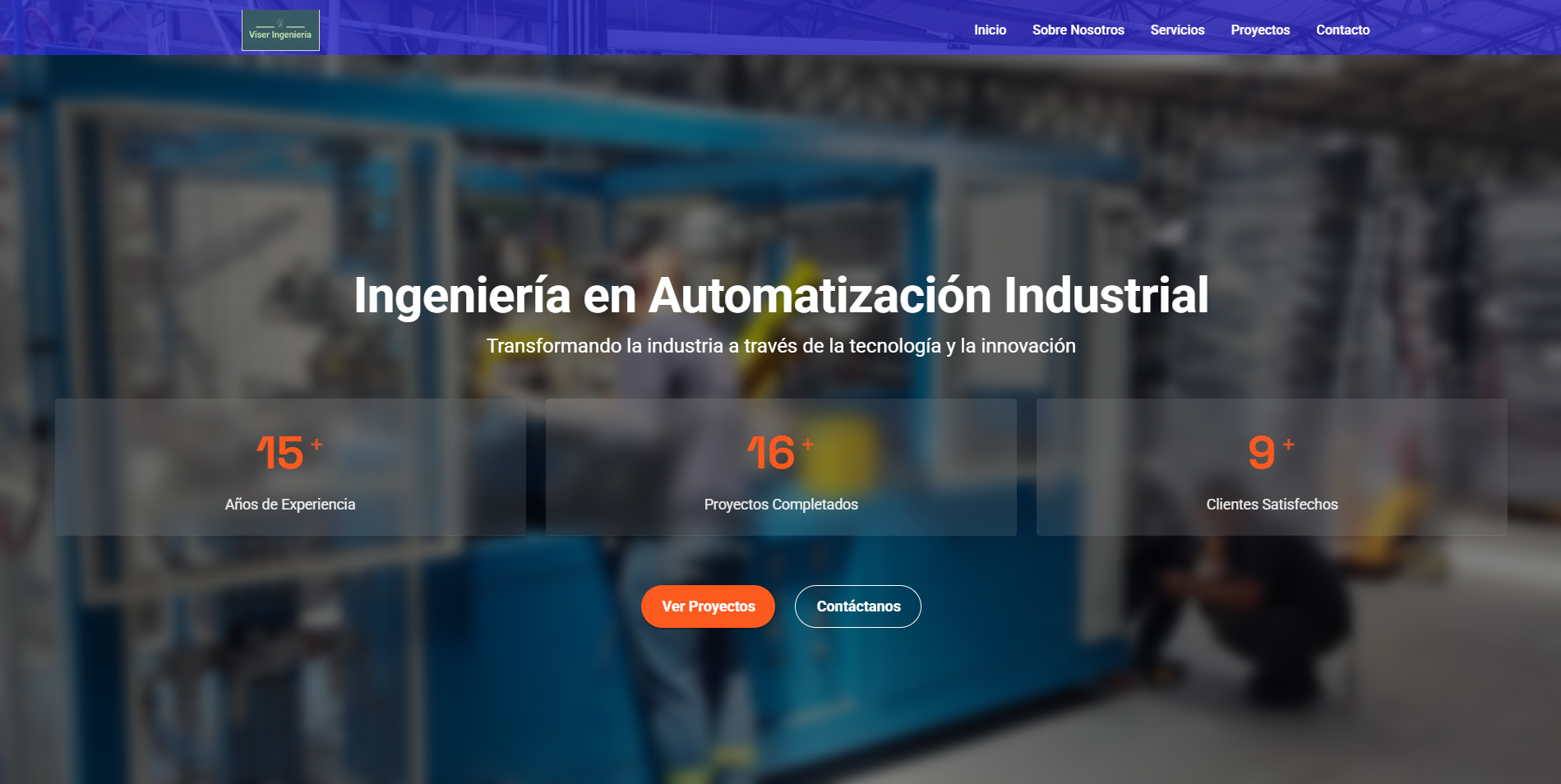 Captura de pantalla del proyecto Landing Page Viser Inging SpA - Landing Page para Viser Inging SpA.